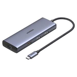 GreenLian Dual HDMI Dock Typec Extended HD 8K Screen Projection Four/Three Screen Different Display 4K60Hz Split Screen Conversion Multi-Screen Display USB Splitter Interface Accessories for Laptop Computers
