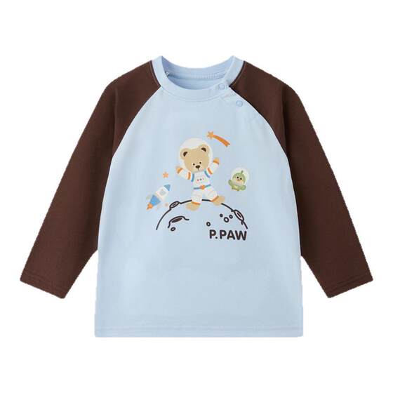 
[Solona] PawinPaw Cartoon Bear Children's Clothing 25 Autumn New Contrast Color Long Sleeve T-shirt for Male and Female Babies