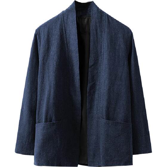 
Autumn retro double-breasted cloak jacket Chinese style linen cardigan short windbreaker tea suit men's loose large size lane suit