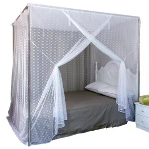 Lotus Old -style Mosquito Nets wear bamboo rods and tie rope Fang Dingjia with single -door white dust -proof cloth student dormitory single person tattoo