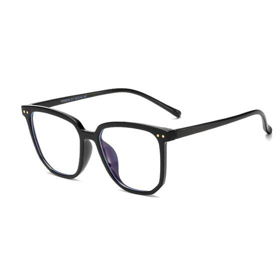
Black frame, large frame, non-prescription men's fashionable plain glasses frame for women, which can be equipped with myopia protection, radiation protection, professional anti-blue light round face