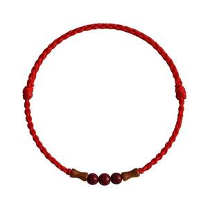 
Natural peach wood bamboo red rope bracelet anklet men and women cinnabar transportation beads zodiac year braid rope