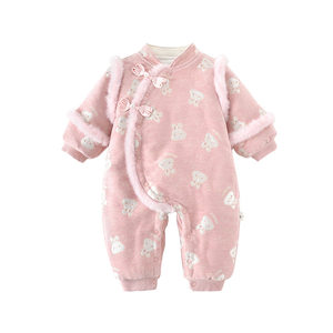 
0-3 year old baby jumpsuit winter 300g quilted baby male and female baby Chinese style newborn clothes outing clothes