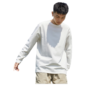 Tang Shichun's new long -sleeved T -shirt boys pure color on the clothes white round neck pure cotton inside with bottom shirt tide t
