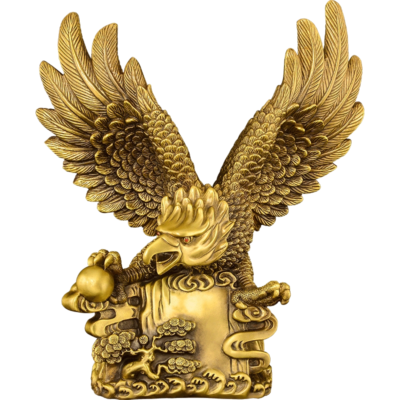 銅器 大展宏図 雄鷹展翅 家庭 応接間 事務室 装飾品 置物 黄铜老鹰摆件雄鹰展翅大展宏图办公室客厅大展鸿图送礼