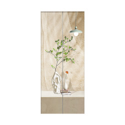 Self-adhesive light luxury Nordic log style green plant elevator sticker