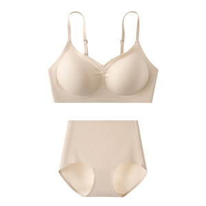 
Curveless traceless underwear for women with small breasts gathered to make them look big and comfortable nude vest-style thin bra underwear set