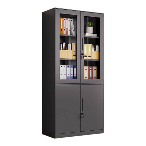
High-end black file cabinet iron cabinet disassembly and assembly office lockable data file storage locker