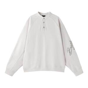 
BJHG reckless henley collar sweatshirt for men spring trendy brand long-sleeved t-shirt loose polo bottoming shirt for women