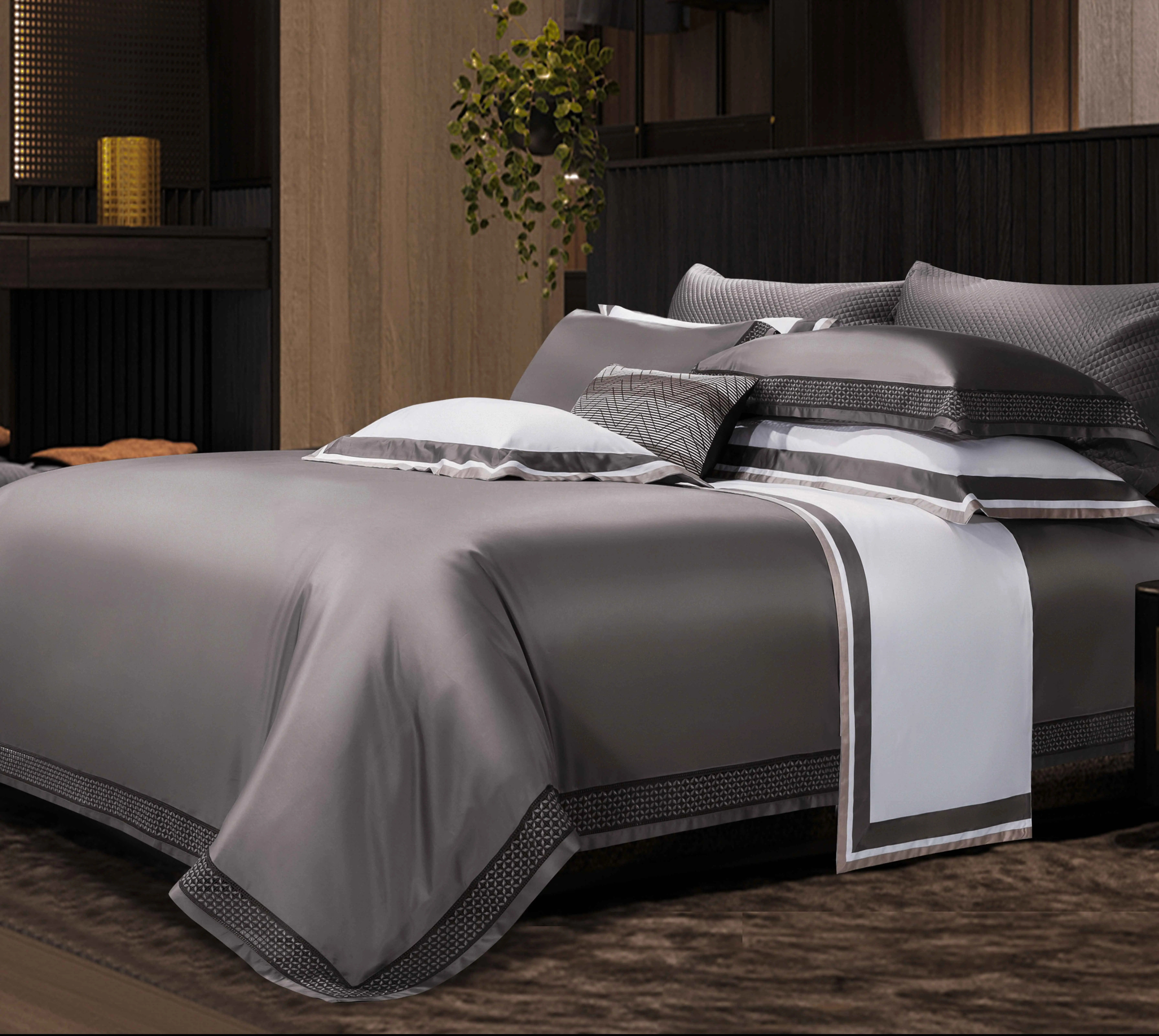 150支四件套埃及长绒棉全棉纯棉五星级酒店高端纯色轻奢床上用品