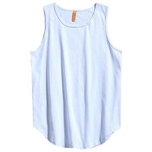 Chaopai High Street European and American pure cotton large white square and circular arc hem three-dimensional extended men's and women's couple bottom shirt vest