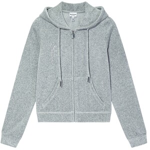 
Juicy Couture Orange [Cloud Cotton Velvet] Jacket Women's Gray Hooded Rhinestone Velvet Top
