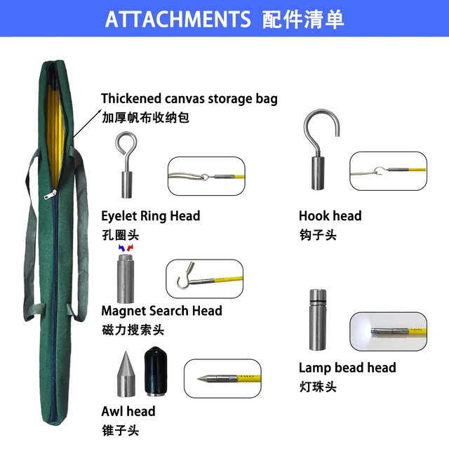 天花板吊顶棚穿线器杆办公楼综合布线车库桥架穿线电工检修勾线