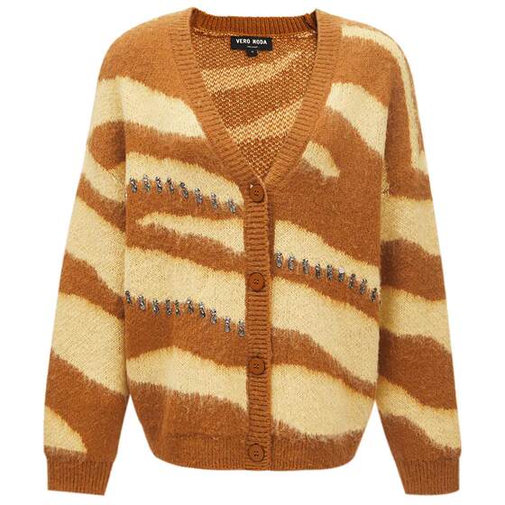 
Vero Moda Outlet sweater knitted cardigan women's autumn and winter clearance casual comfortable striped contrast V-neck jacket