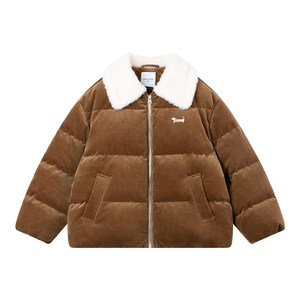
MUCMUKN [Anxin Velvet] Old Money Corduroy Down Jacket Spliced 100 Wool Collar Jacket for Boys and Girls Winter New