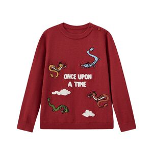 
Milkbarn children's jacquard pullover baby's New Year's clothing Spring and Autumn sweater boys and girls knitted tops