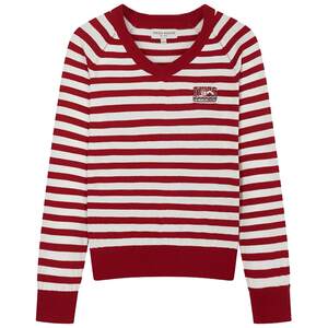 
TeenieWeenie Bear Ole fashionable contrast V-neck striped bottoming thin sweater sweater raglan sleeves