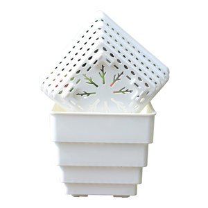 
Resin succulent flower pot large diameter small white square combination with base tray plastic breathable plant special root control pot