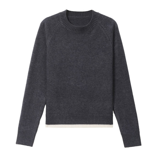 
Hengyuanxiang round neck cardigan for women 2026 new solid color casual knitted bottoming shirt classic versatile pullover sweater
