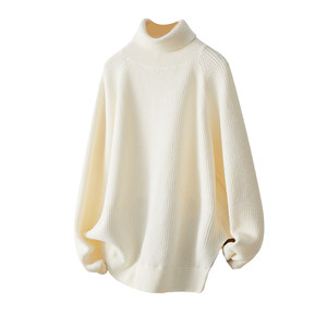 
IHIMI Haimi turtleneck loose sweater 2025 winter new women's simple casual commuter sweater top