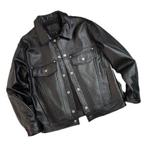 Exclusive leather head layer cowhide leather coat men's autumn and winter new short jacket loose Hong Kong wind plus fat denim leather jacket tide
