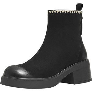 
Tianmeiyi retro thick heel thick sole Chelsea stretch boots women's high heel fashion boots casual short boots 2025 new winter style