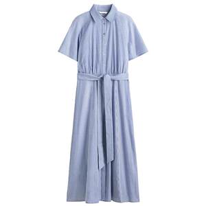 
HM women's dress 2026 summer new style belted waist orderly relaxed slow style shirt dress 1332034