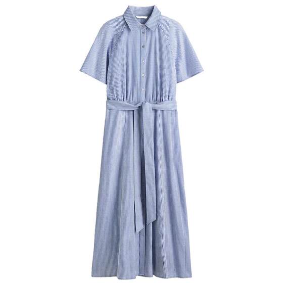 
HM women's dress 2026 summer new style belted waist orderly relaxed slow style shirt dress 1332034