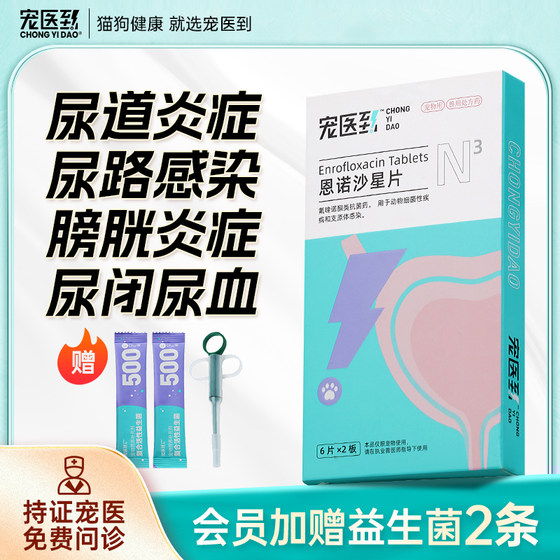 宠医到恩诺沙星猫咪用泌尿系统膀胱消炎药狗尿频尿血尿路感染利尿