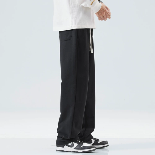 Черные демисезонные спортивные штаны для отдыха, свободный прямой крой, в американском стиле