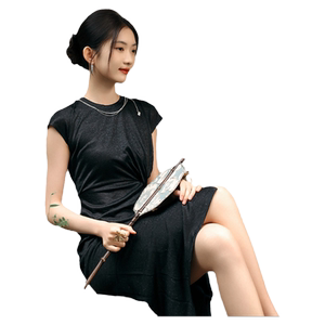 
Yichen Summer New High Waist Kinky Little Black Skirt French Elegant Dress Mid-length Dress Eahchanie