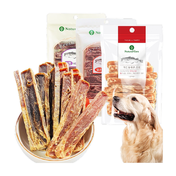 
NaturalCore Natural Core Dog Snacks Molding Teeth Resistant Beef Cod Jerky Strips