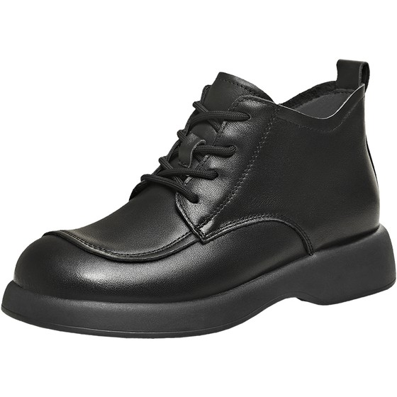 Tianmeiyi retro thick-soled British plus velvet Martin boots women's shoes fashion boots short boots leather boots 2025 winter new style