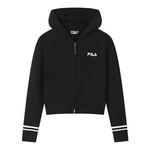 
FILA Official Women's Knitted Sweater 2025 Winter New Casual Loose Hooded Zipper Sweater Cardigan