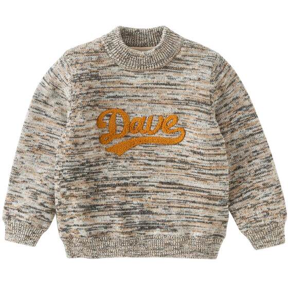
David Bella children's sweater boys 2026 new type A half turtleneck plus velvet knitted pullover big children's winter clothing