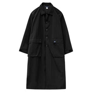 
Madden black lapel loose mid-length thin coat tall casual workwear windbreaker jacket for women early spring