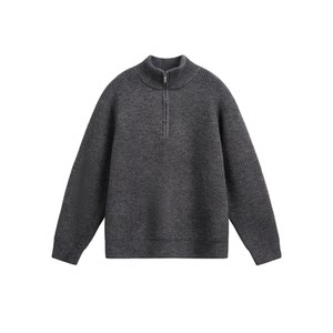 
Men's American retro half-zip stand-up collar thickened sweater men's trendy brand loose casual couple versatile sweater trend