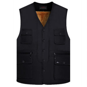 
Add fat and enlarge autumn and winter middle-aged and elderly vest men plus velvet thickened multi-pocket warm vest cold-haired vest horse clip