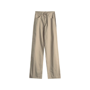Khaki jeans female autumn and winter new fat sister mm loose, thin straight -legged wide -leg pants -shaped figure pants
