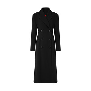 PEMPL woolen jacket for women in autumn and winter new side slit trench coat slim mid-length double-breasted woolen coat
