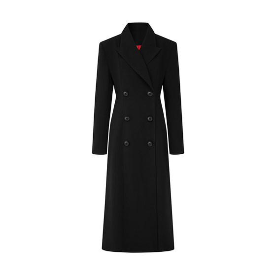 PEMPL woolen jacket for women in autumn and winter new side slit trench coat slim mid-length double-breasted woolen coat