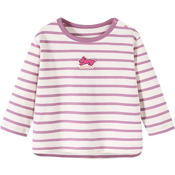 
Mini Balabala T-shirt for boys and girls, spring new baby skin-friendly, breathable, non-deformable long-sleeved top