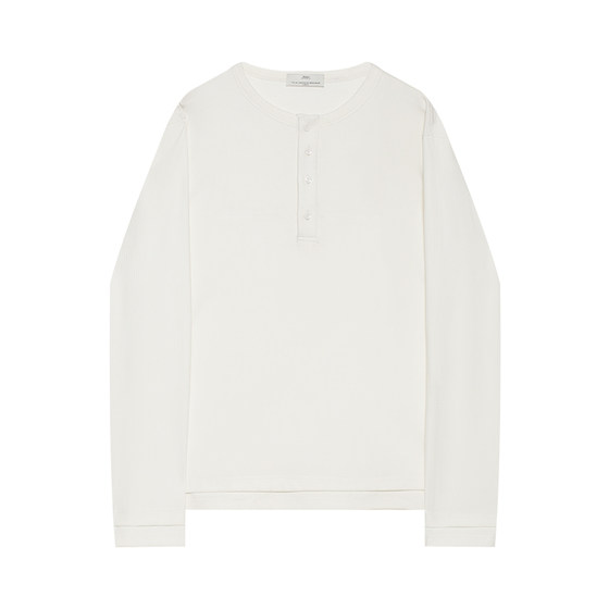 
[Stock Grid] Henry Collar Long Sleeve T-shirt Men's Blended Stripe Dropped Sweatshirt Men's 25 Spring New T-shirt