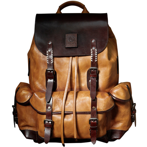 
[Original Luxury Product] First layer cowhide large capacity backpack full leather men's travel bag motorcycle riding backpack