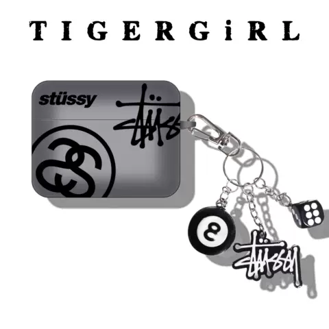 Stüssy 8-Ball Dice Streetwear Earphone Case with Keychain 19 AirPods Cases