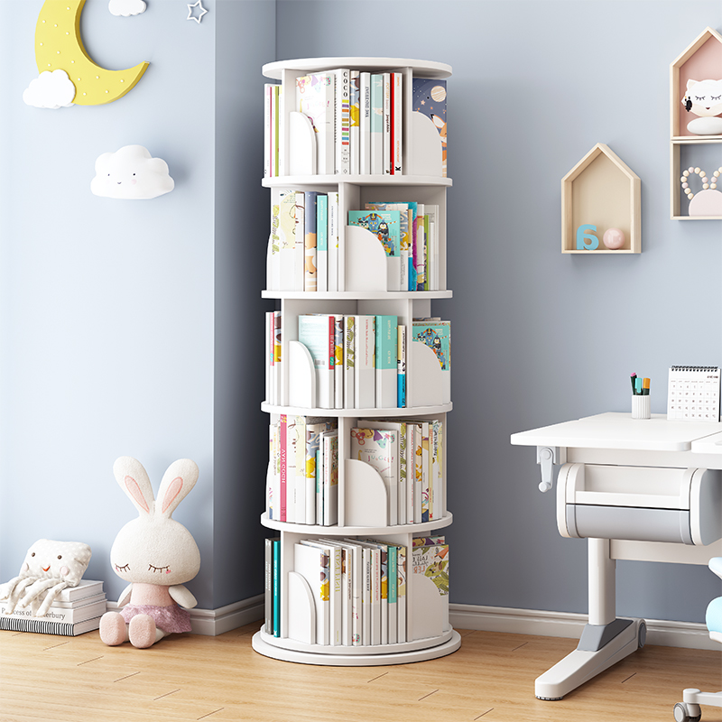 旋转书架360度落地简约家用儿童绘本收纳架简易学生书柜置物架子