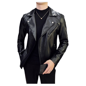 Leather jacket Men's spring and autumn tide brand handsome American locomotive PU leather jacket shirt trendy slim short sense of high -level sense
