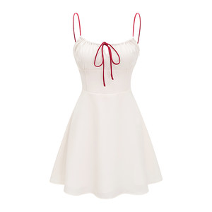 GO GIRL Go homemade European and American wind straps white suspenders skirt female Xia Xiu waist waist dress A -line skirt
