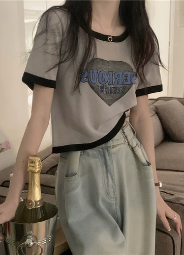 Контрастная цветовая плечо короткая -уникальная футболка