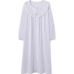 
Princess Mark long-sleeved nightgown for women spring and autumn pure cotton palace princess style long pajamas sweet French dress